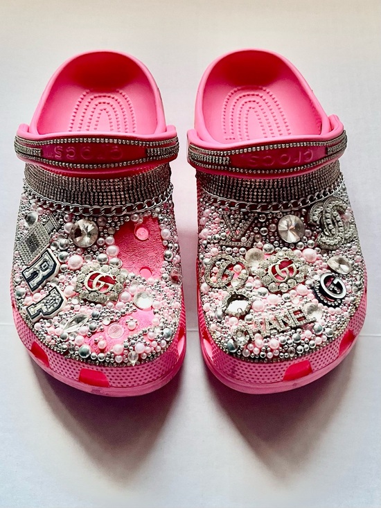 CROCS Shoes - WOMEN'S PINK BLING CROCS (SIZE 10) / PERSONALIZED (PEARLS/RHINESTONES/JEWELRY)
